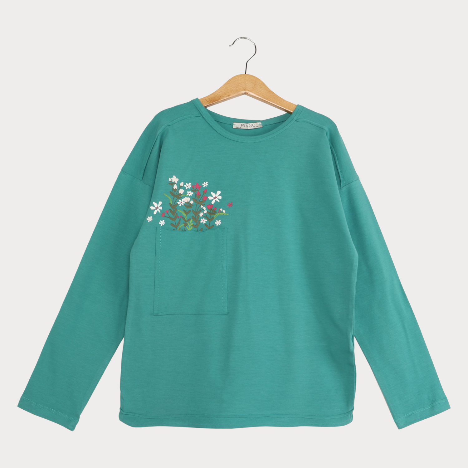 بلوز دخترانه یکرولایکرا طرح گل در جیب