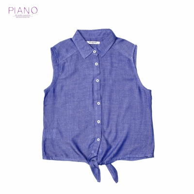 شومیز حلقه ای جلوگره ای لینن دخترانه