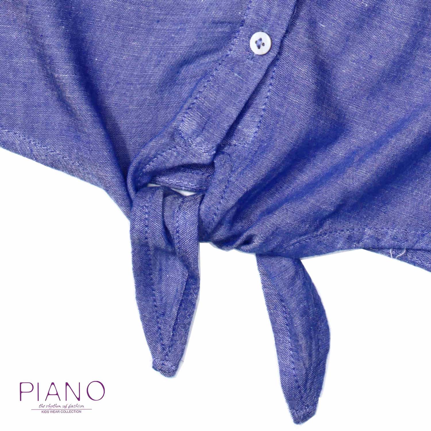 شومیز حلقه ای جلوگره ای لینن دخترانه