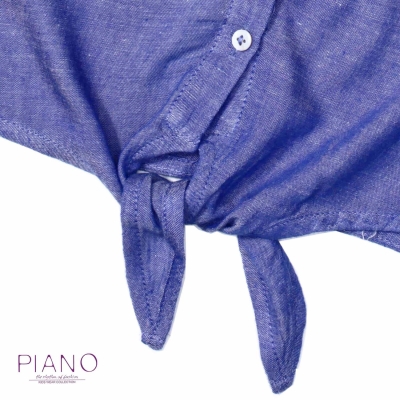 شومیز حلقه ای جلوگره ای لینن دخترانه