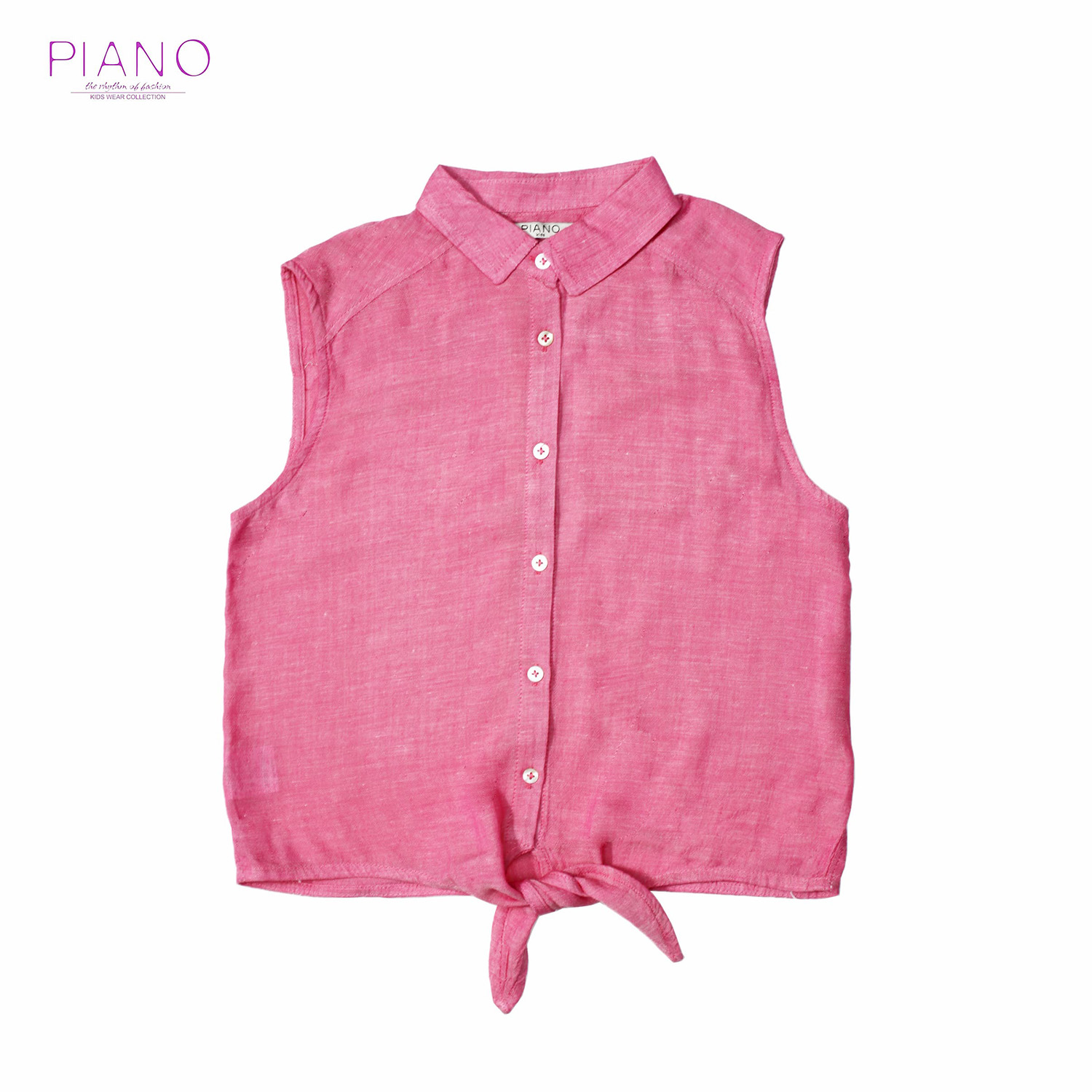 شومیز حلقه ای جلوگره ای لینن دخترانه