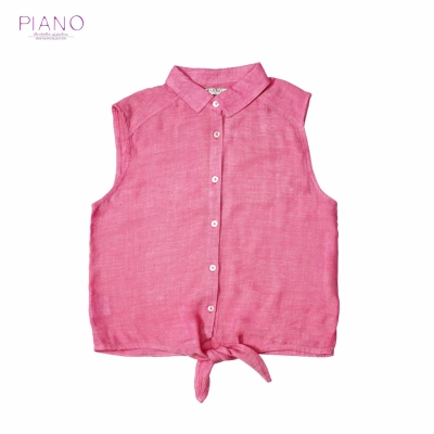 شومیز حلقه ای جلوگره ای لینن دخترانه