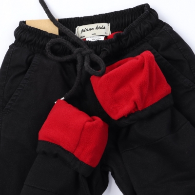 شلوار لاینر دار کتان پسرانه مشکی 07146 12Y