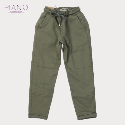 شلوار لاینر دار کتان پسرانه سبز 07146 10Y