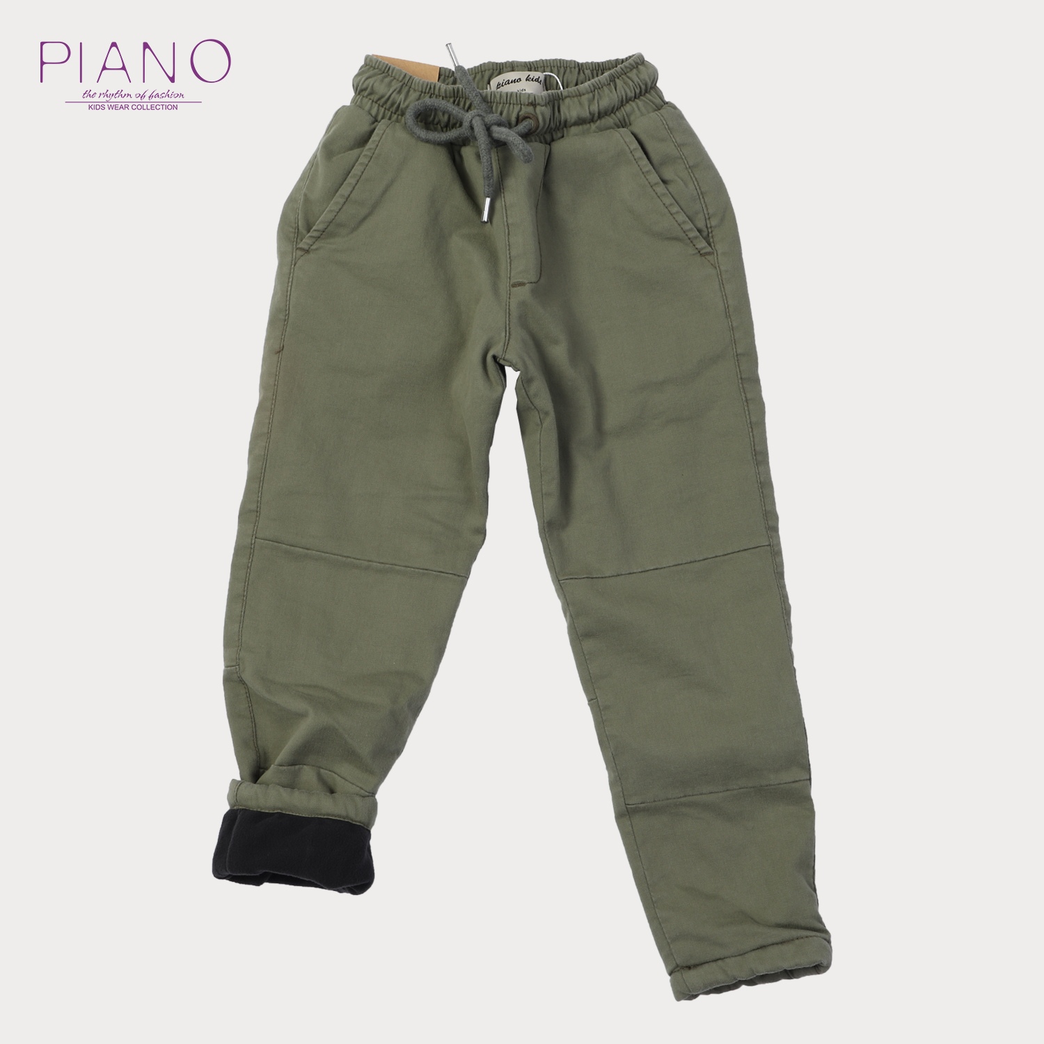 شلوار لاینر دار کتان پسرانه سبز 07146 10Y