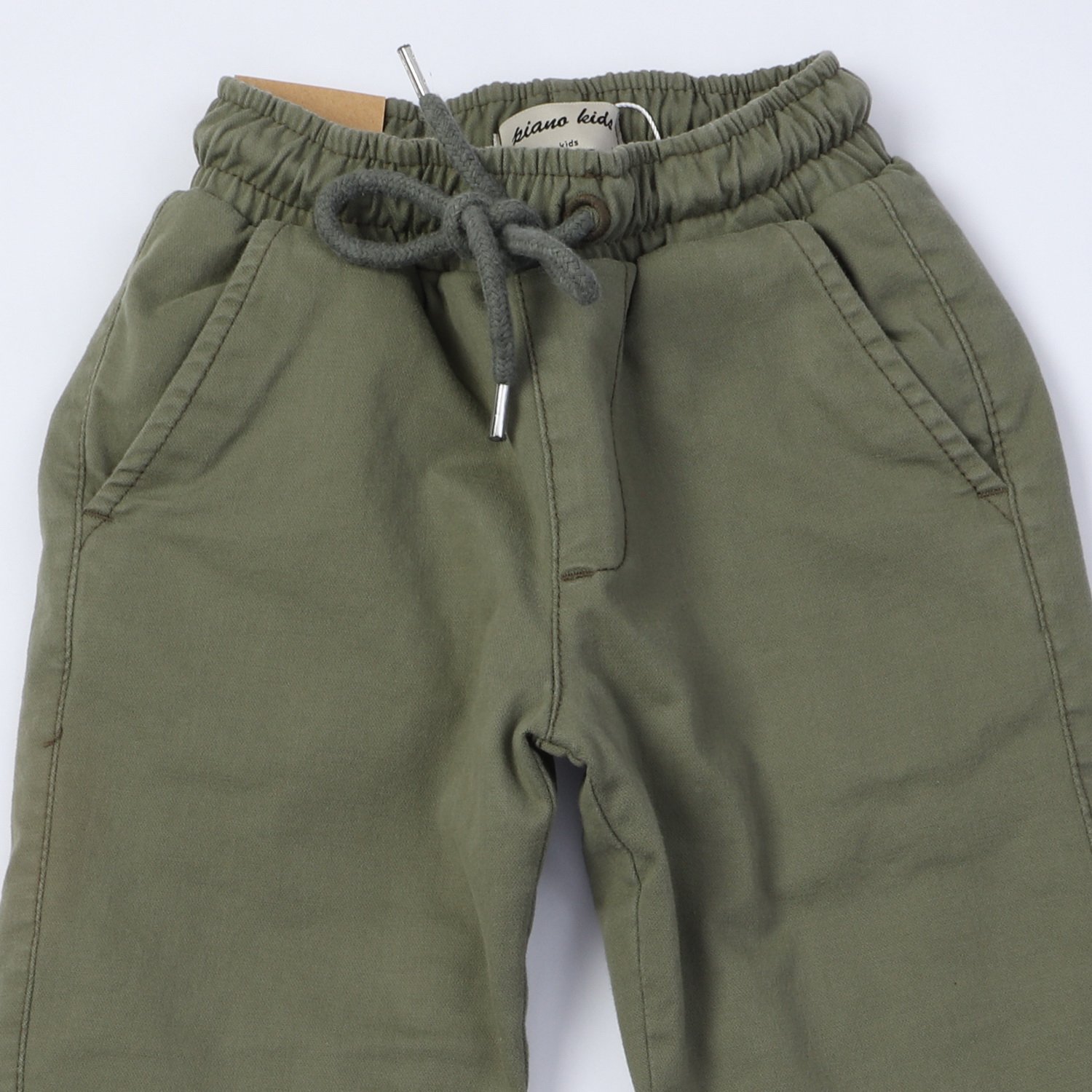 شلوار لاینر دار کتان پسرانه سبز 07146 10Y