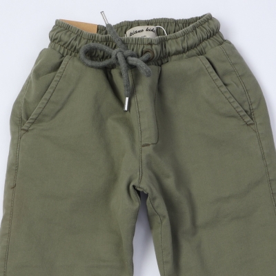 شلوار لاینر دار کتان پسرانه سبز 07146 10Y