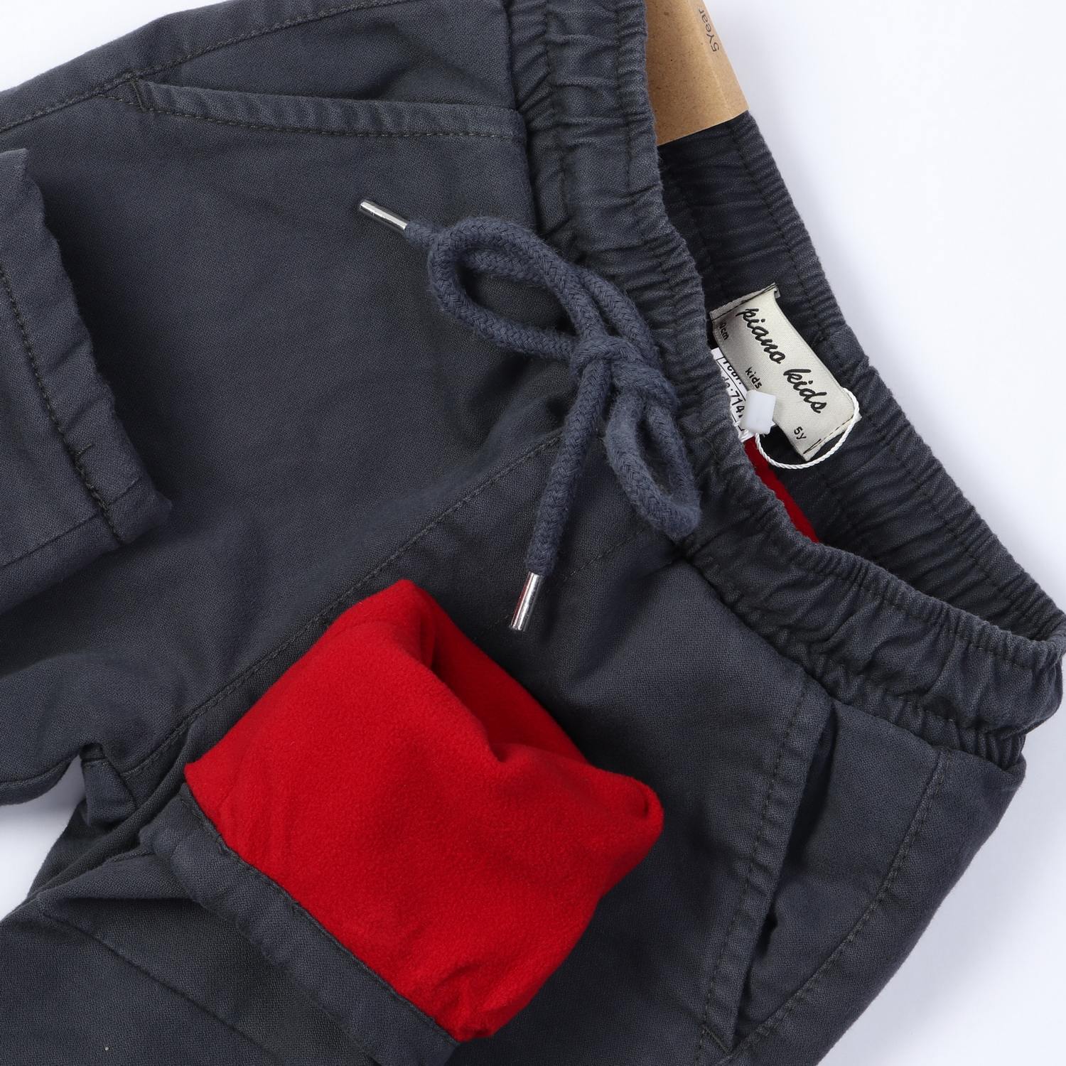 شلوار لاینر دار کتان پسرانه طوسی 07146 9Y