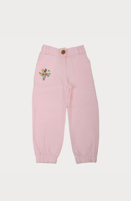 شلوار کتان دخترانه صورتی روشن 01231 2Y