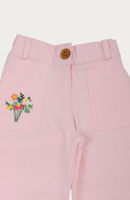 شلوار کتان دخترانه صورتی روشن 01231 2Y