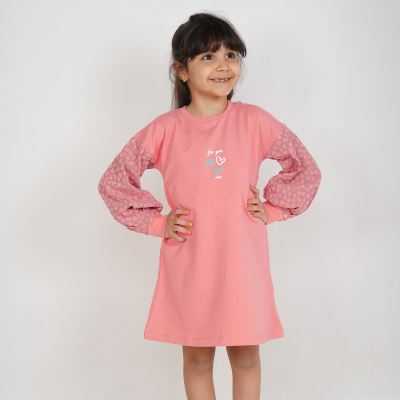 پیراهن ژاکارد و دورس لایکرا آستین پیلی دار