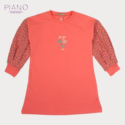 پیراهن ژاکارد و دورس لایکرا آستین پیلی دار