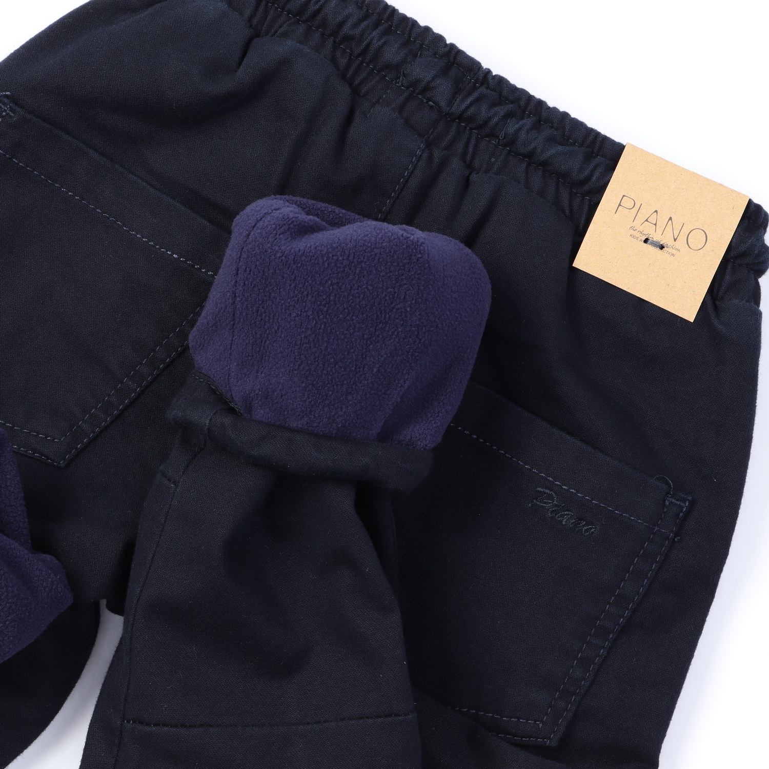 شلوار لاینر دار کتان پسرانه سرمه ای 07146 11Y