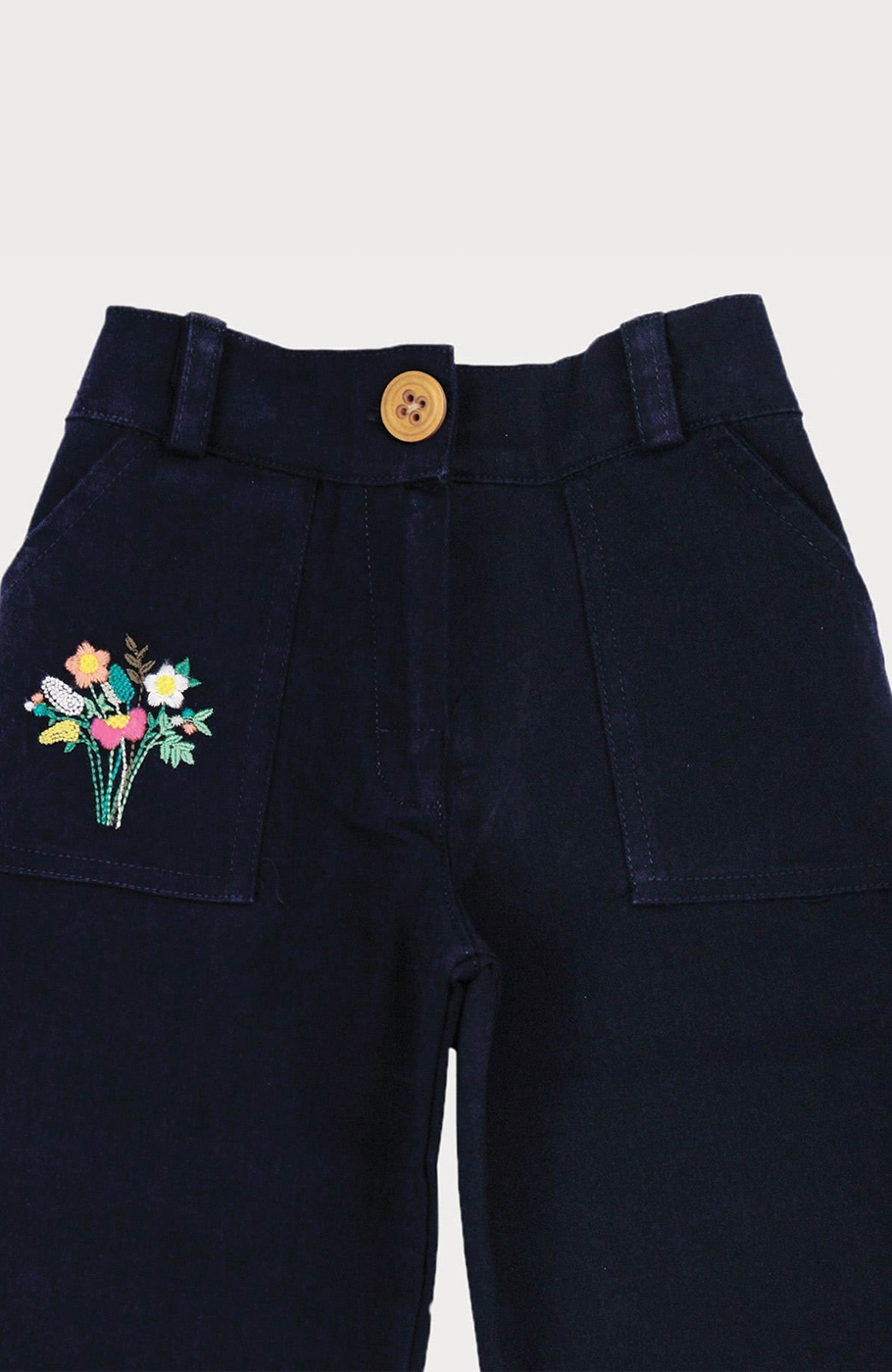 شلوار کتان دخترانه سورمه ای 01231 3Y