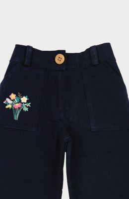 شلوار کتان دخترانه سورمه ای 01231 3Y