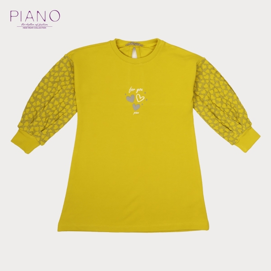 پیراهن ژاکارد و دورس لایکرا آستین پیلی دار