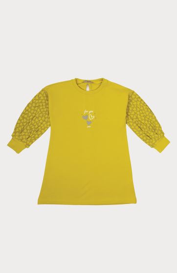 پیراهن ژاکارد و دورس لایکرا آستین پیلی دار