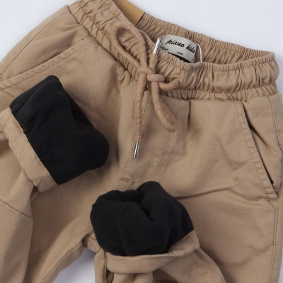 شلوار لاینر دار کتان پسرانه کرم 07146 15y