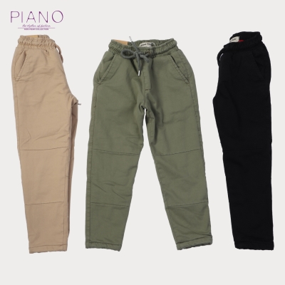 شلوار لاینر دار کتان پسرانه کرم 07146 15y