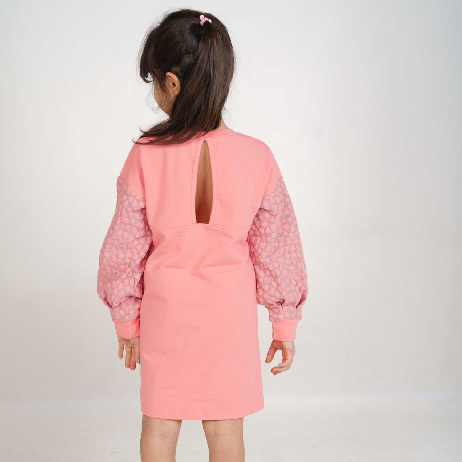 پیراهن ژاکارد و دورس لایکرا آستین پیلی دار