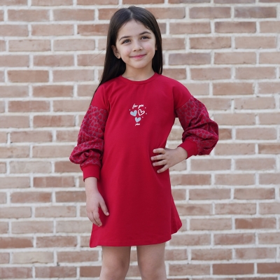 پیراهن ژاکارد و دورس لایکرا آستین پیلی دار