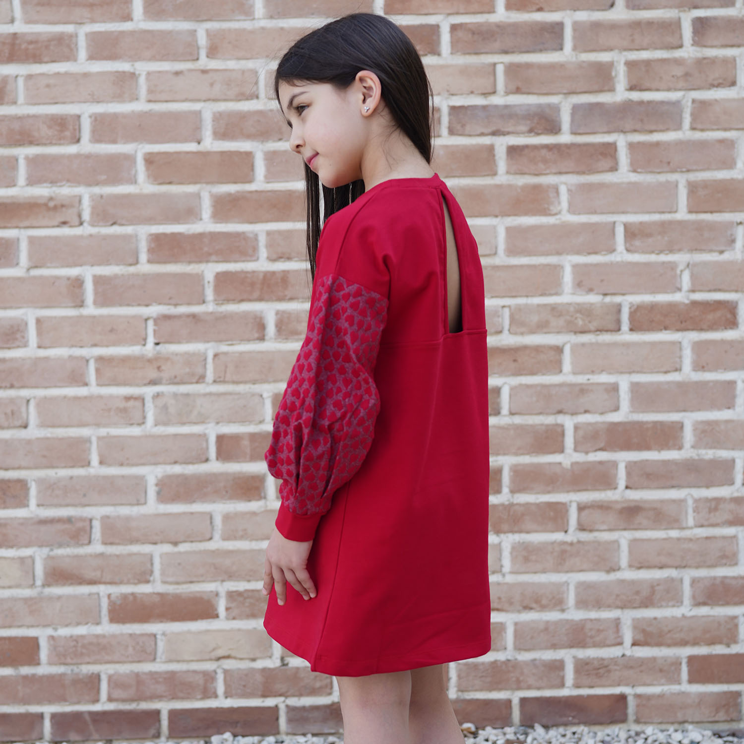 پیراهن ژاکارد و دورس لایکرا آستین پیلی دار