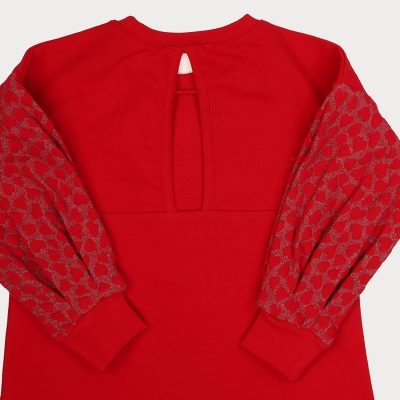 پیراهن ژاکارد و دورس لایکرا آستین پیلی دار