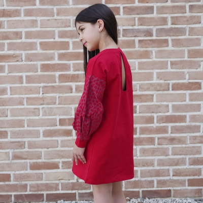 پیراهن ژاکارد و دورس لایکرا آستین پیلی دار