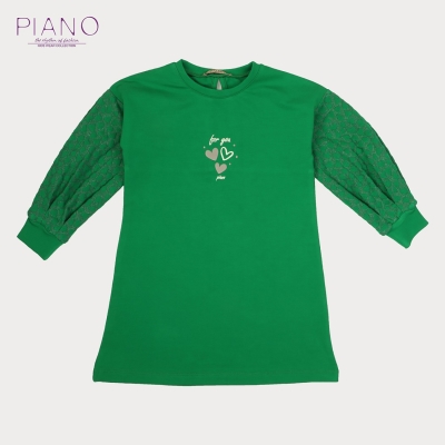 پیراهن ژاکارد و دورس لایکرا آستین پیلی دار