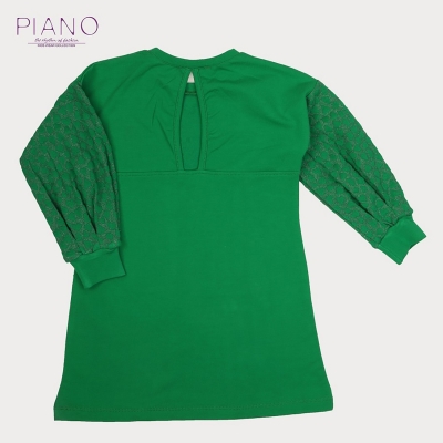 پیراهن ژاکارد و دورس لایکرا آستین پیلی دار