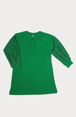 پیراهن ژاکارد و دورس لایکرا آستین پیلی دار