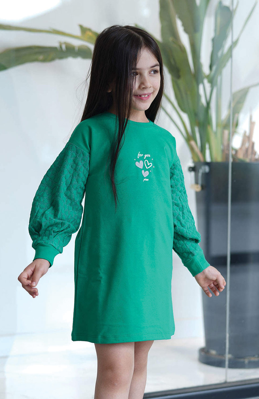 پیراهن ژاکارد و دورس لایکرا آستین پیلی دار