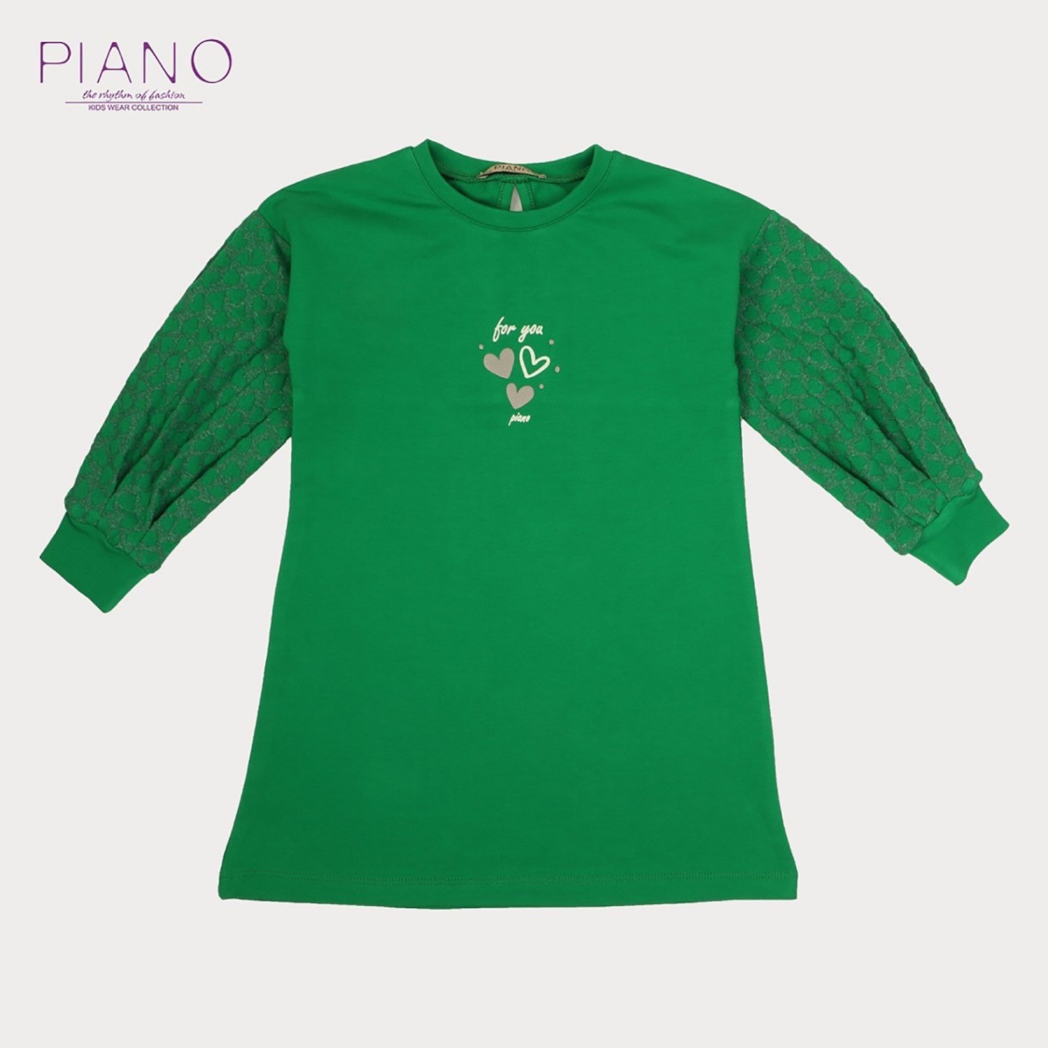 پیراهن ژاکارد و دورس لایکرا آستین پیلی دار