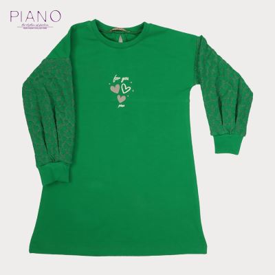 پیراهن ژاکارد و دورس لایکرا آستین پیلی دار