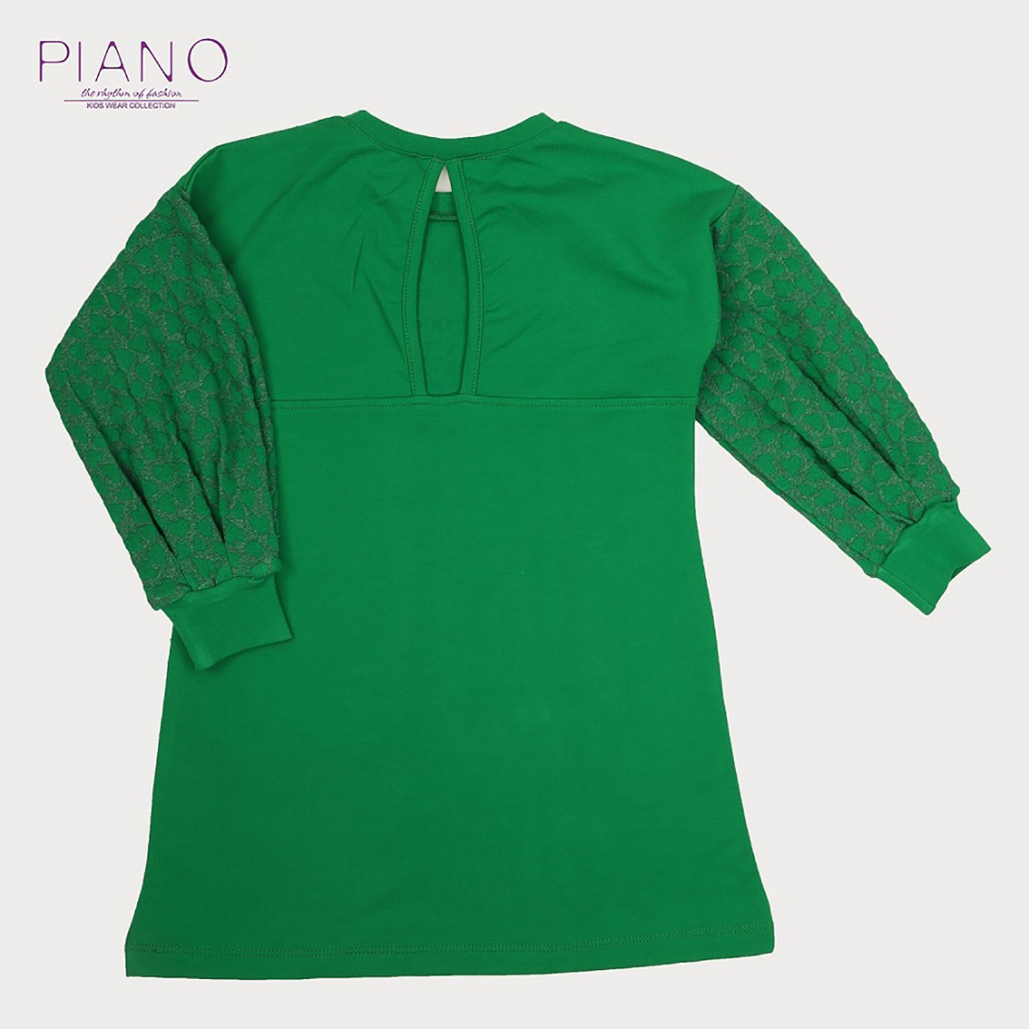 پیراهن ژاکارد و دورس لایکرا آستین پیلی دار