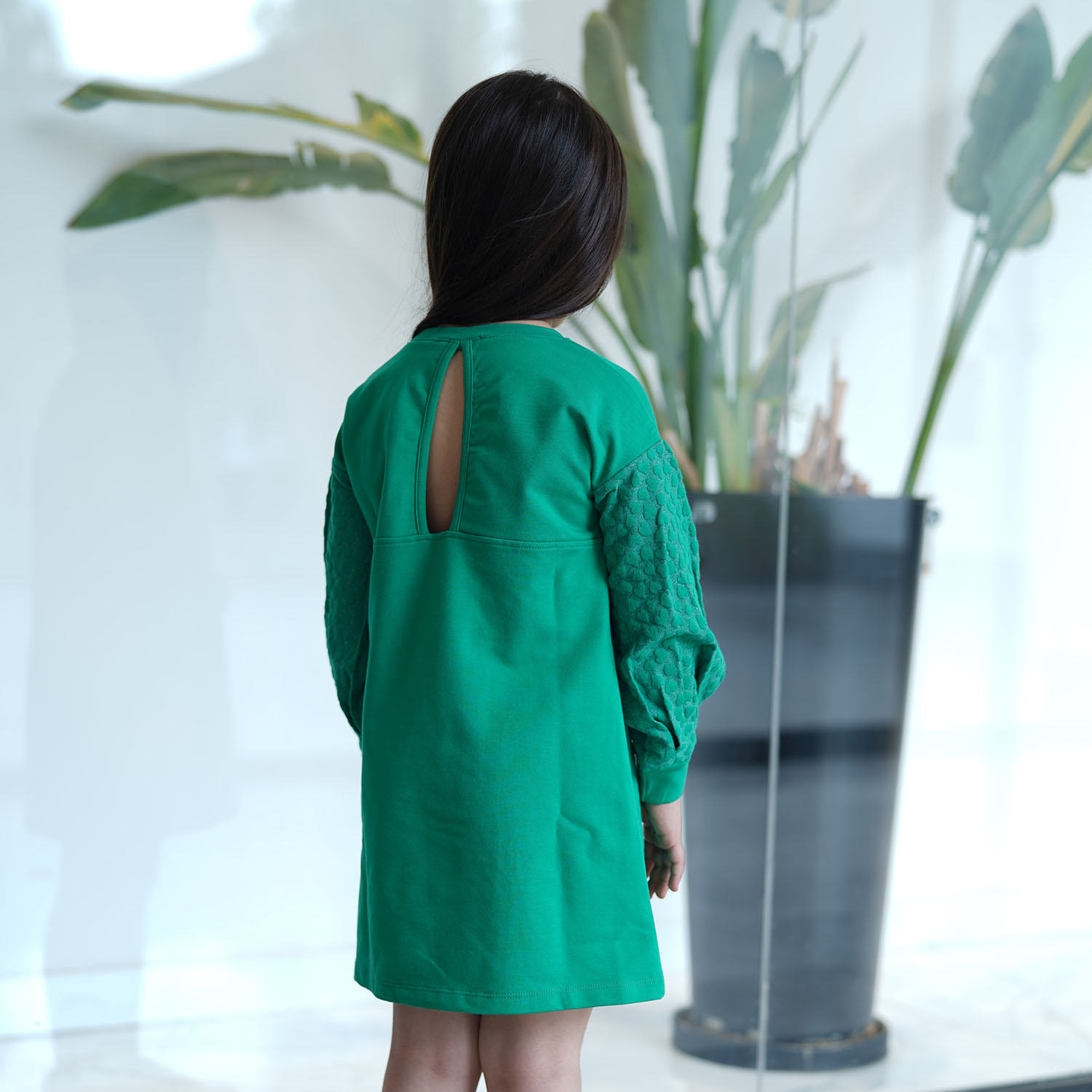 پیراهن ژاکارد و دورس لایکرا آستین پیلی دار