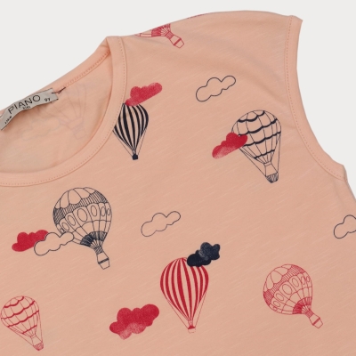 تونیک یکرو پنبه دخترانه گلبهی روشن 05696 4Y