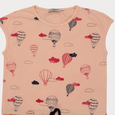 تونیک یکرو پنبه دخترانه گلبهی روشن 05696 4Y