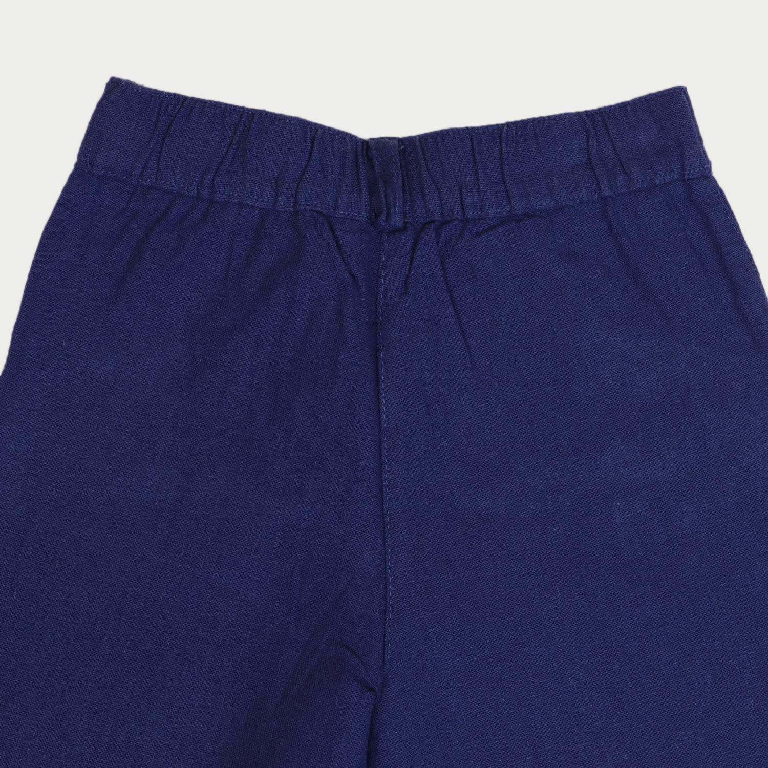 شلوار لینن دخترانه آبی کاربنی روشن01474 6Y