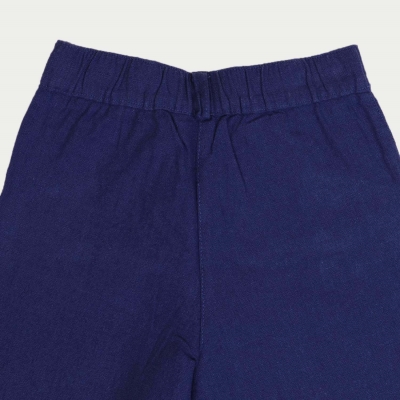 شلوار لینن دخترانه آبی کاربنی روشن01474 6Y