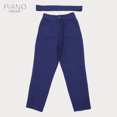 شلوار لینن دخترانه آبی کاربنی روشن01474 6Y