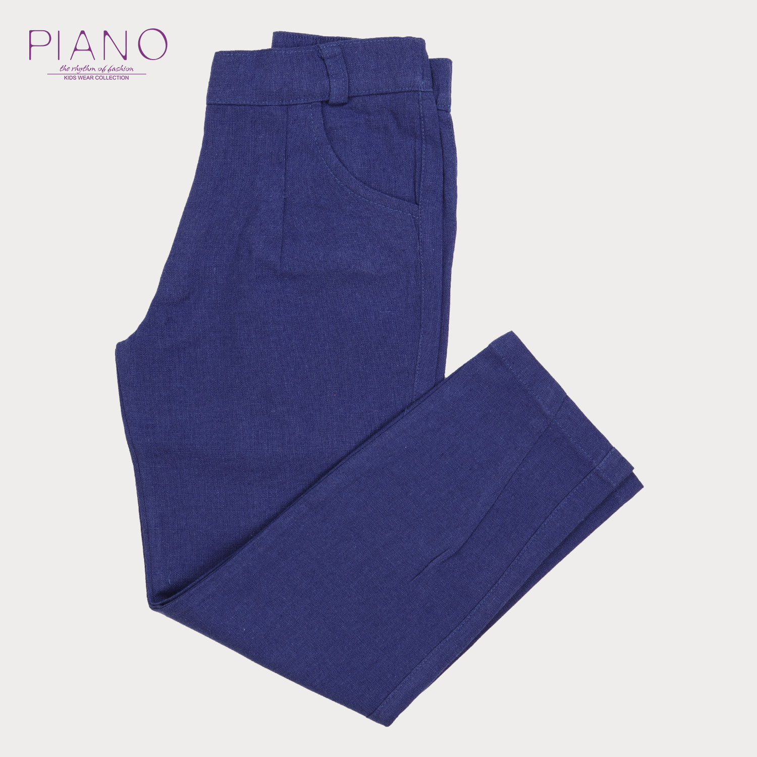 شلوار لینن دخترانه آبی کاربنی روشن01474 6Y