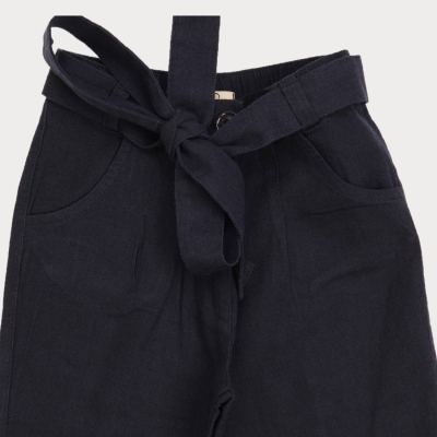 شلوار لینن دخترانه سرمه ای 01475 11Y