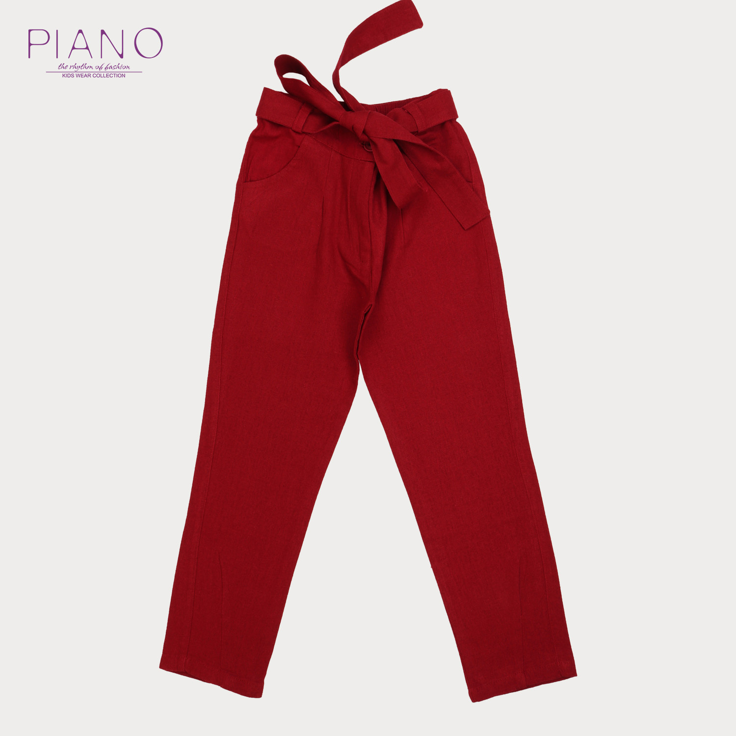 شلوار لینن دخترانه زرشکی 01475 11Y