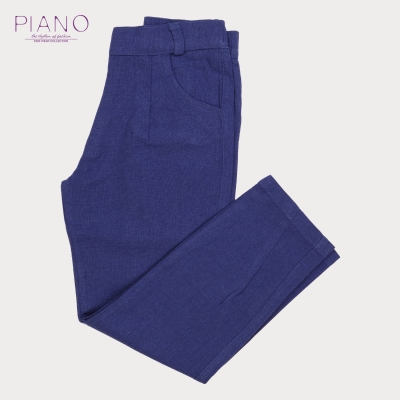 شلوار لینن دخترانه آبی کاربنی روشن 01475 11Y