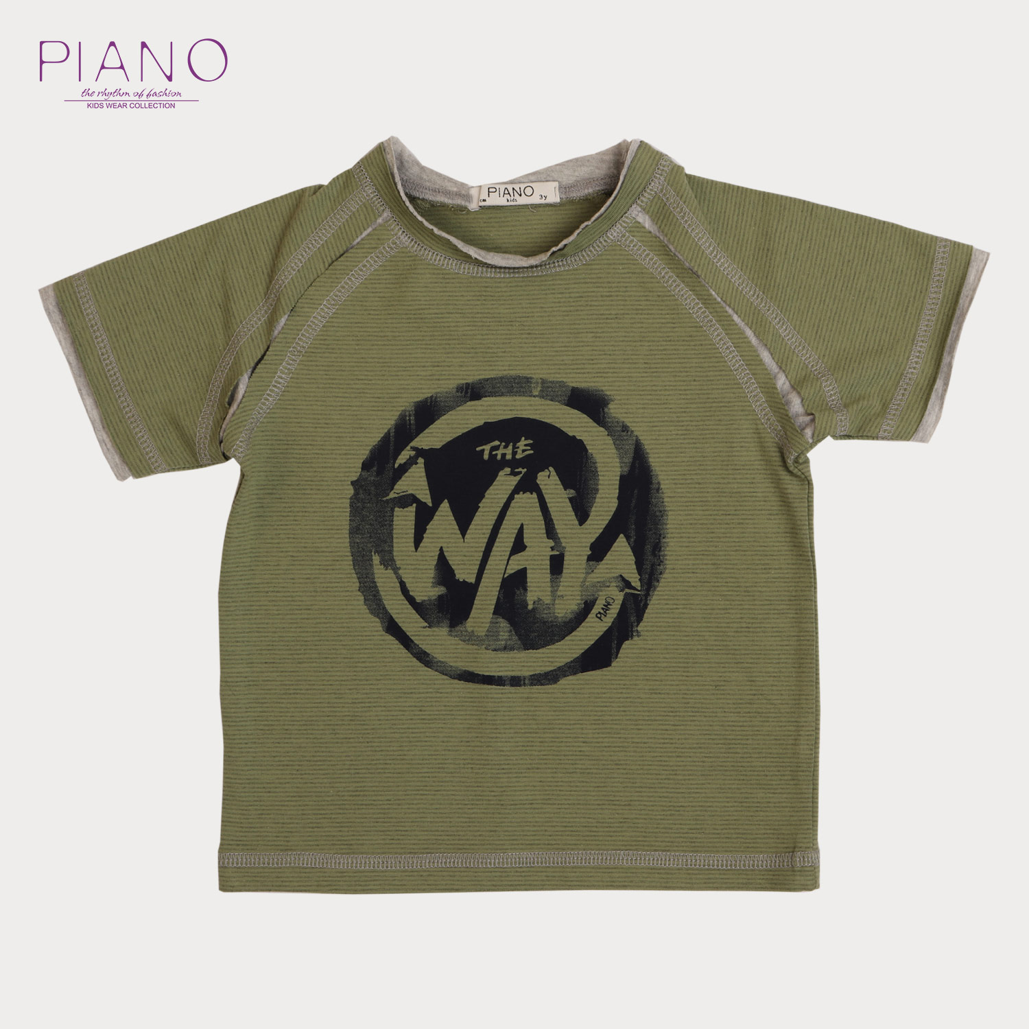 تیشرت یکرو پنبه پسرانه سبز فرمی 05539 3Y