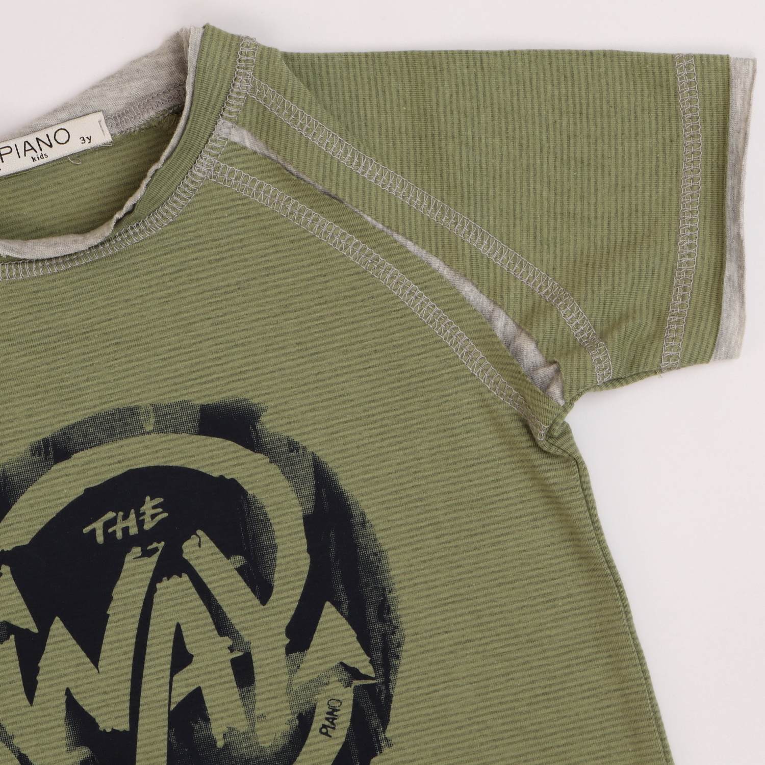 تیشرت یکرو پنبه پسرانه سبز فرمی 05539 3Y