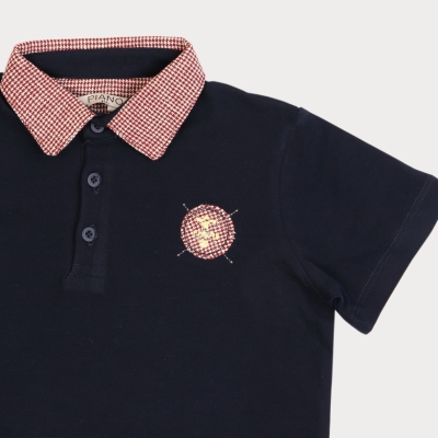 تیشرت یکرو پنبه پسرانه سورمه ای 05550 3Y