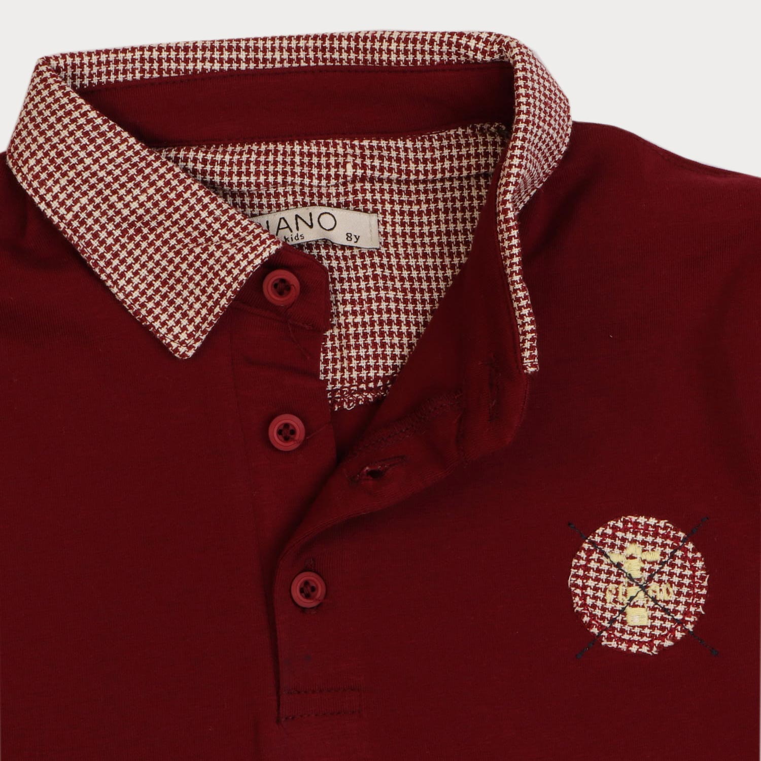 تیشرت یکرو پنبه پسرانه زرشکی 05550 3Y