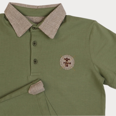 تیشرت یکرو پنبه پسرانه سبز فرمی 05550 3Y